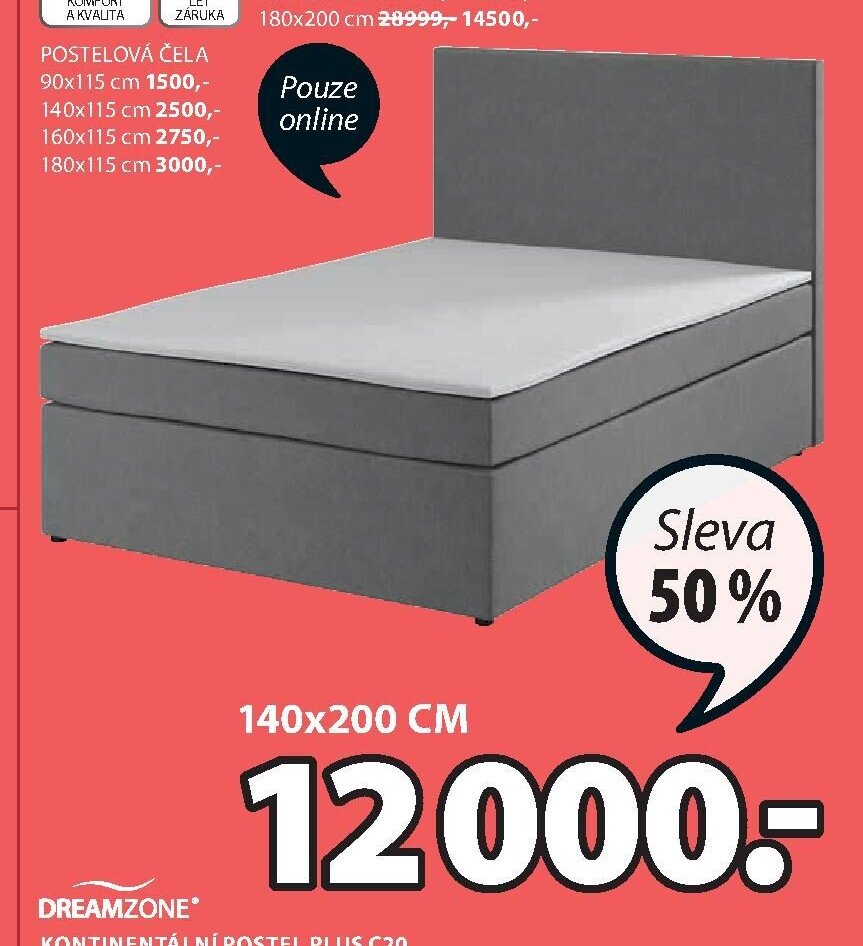 Kontinentální postel PLUS C20