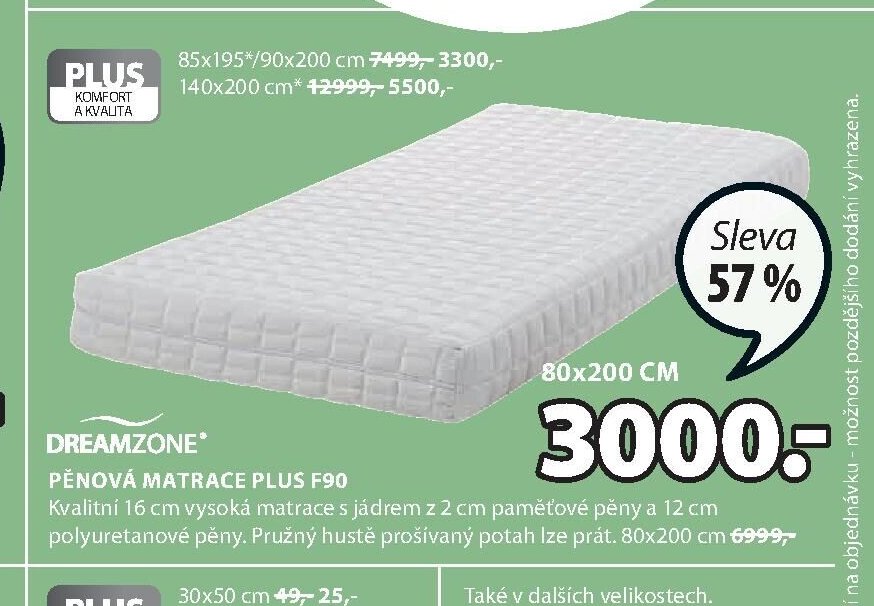 Pěnová matrace Plus F90