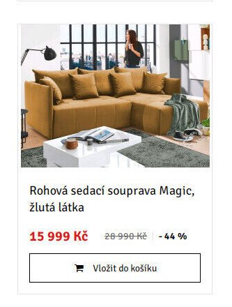Rohová sedací souprava Magic, žlutá látka