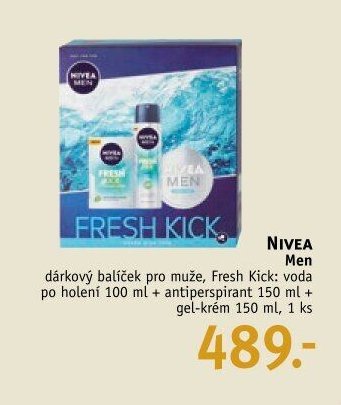 NIVEA Men dárkový balíček pro muže, Fresh Kick: voda po holení 100 ml + antiperspirant 150 ml + gel-krém 150 ml, 1 ks