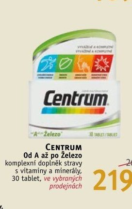 CENTRUM Od A až po Železo komplexní doplněk stravy s vitamíny a minerály, 30 tablet