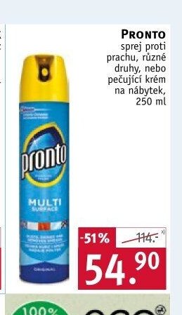 PRONTO sprej proti prachu, různé druhy, nebo pečující krém na nábytek, 250 ml