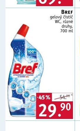 BREF gelový čistič WC, různé druhy, 700 ml