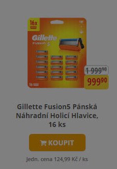 Gillette Fusion5 Pánská Náhradní Holicí Hlavice, 16 ks