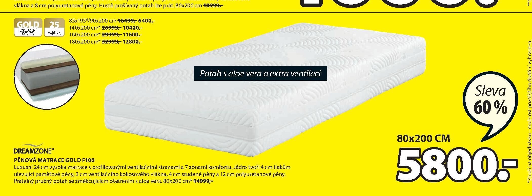 Pěnová matrace GOLD F100