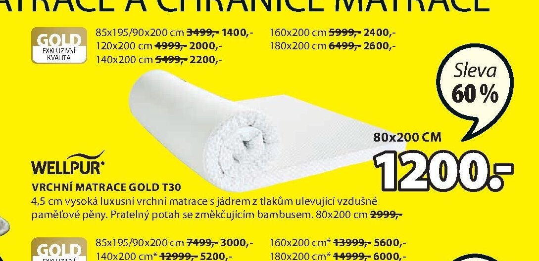 VRCHNÍ MATRACE GOLD T30