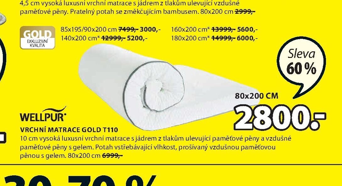 VRCHNÍ MATRACE GOLD T110