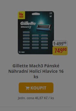 Gillette Mach3 Pánské Náhradní Holicí Hlavice 16 ks