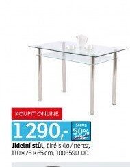 Jídelní stůl, čiré sklo/nerez
