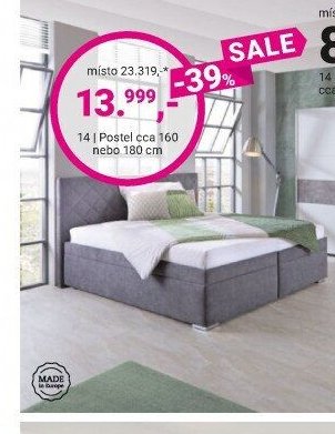 14 | Postel cca 160 nebo 180 cm
