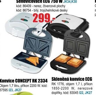 Sendvičovače ECG 750 W