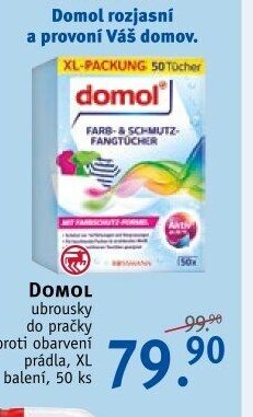DOMOL ubrousky do pračky proti obarvení prádla, XL balení, 50 ks