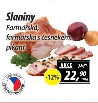 Slaniny Farmářská, farmářská s česnekem, pikant