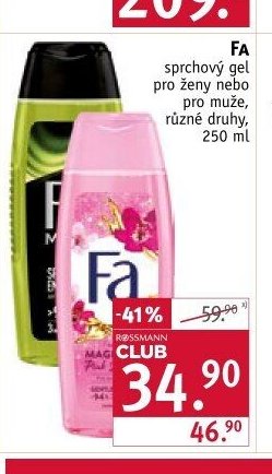 Fa sprchový gel pro ženy nebo muže, různé druhy, 250 ml