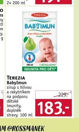 Terezia BabyImun sirup s hlíva a rakytníkem na podporu dětské imunity, 100 ml