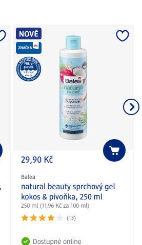 Balea natural beauty sprchový gel kokos & pivoňka