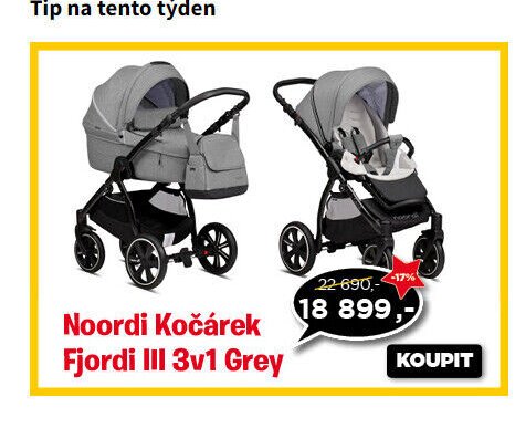Noordi Kočárek Fjordi III 3v1 Grey