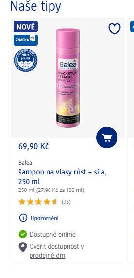 Balea šampon na vlasy růst + síla, 250 ml