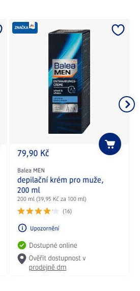 Balea MEN depilační krém pro muže, 200 ml