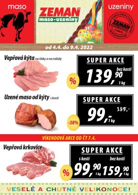 aktuální leták ZEMAN maso - uzeniny 4.4.2022-9.4.2022
