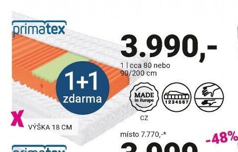 Matrace PRIMATEX 1+1 zdarma