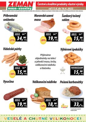 aktuální leták ZEMAN maso - uzeniny 11.4.2022-16.4.2022