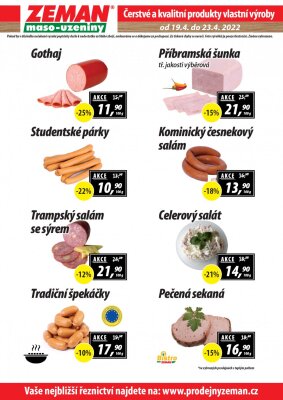 aktuální leták ZEMAN maso - uzeniny 19.4.2022-23.4.2022
