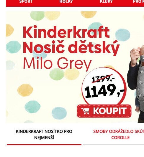 Kinderkraft Nosič dětský Milo Grey