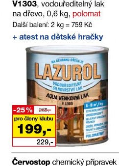 LAZUROL Aqua lak venkovní V1303