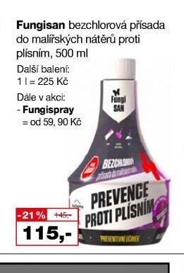Fungisan bezchlorová přísada do malířských nátěrů proti plísním, 500 ml