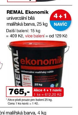 REMAL Ekonomik univerzální bílá malířská barva, 25 kg