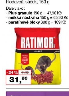 Ratimor Plus granule na hubení hlodavců, 150 g