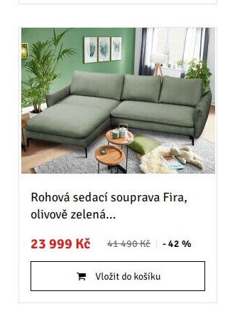 Rohová sedací souprava Fira, olivově zelená
