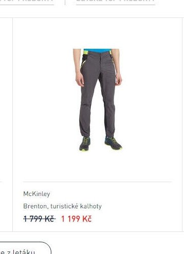 McKinley Brenton, turistické kalhoty