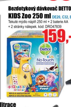 Bezdotykový dávkovač DETTOL KIDS Zoo 250 ml
