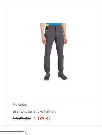 McKinley Brenton, turistické kalhoty
