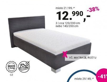 Postel 120/200 cm nebo 140/200 cm
