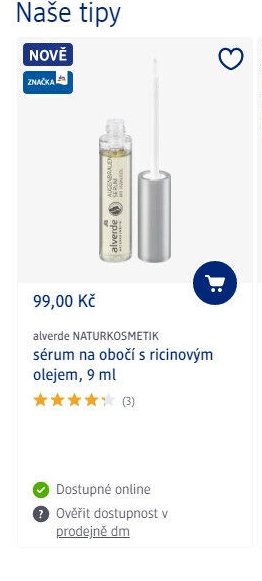 alverde NATURKOSMETIK sérum na obočí s ricinovým olejem, 9 ml