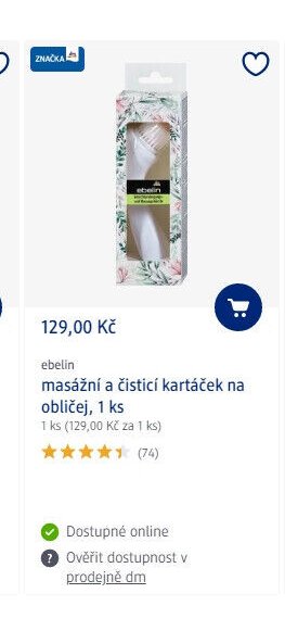 ebelin masážní a čistící kartáček na obličej, 1 ks