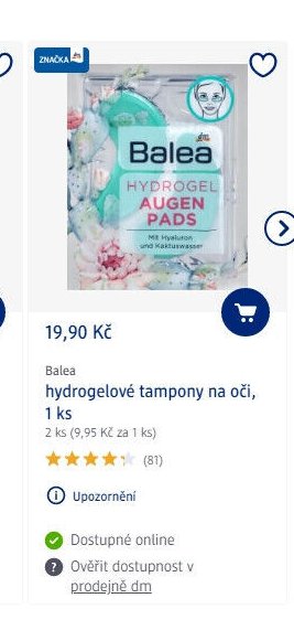 Balea hydrogelové tampony na oči, 1 ks