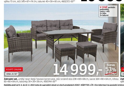 Zahradní set, umělý ratan šedý