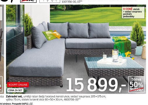 Zahradní set, umělý ratan šedý / ocelová konstrukce
