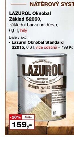 LAZUROL Oknobal Základ S2060, základní barva na dřevo, 0,6 l, bílý