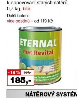 Eternal mat Revital vodouředitelná barva k obnovování starých nátěrů, 0,7 kg, bílá