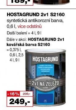 HOSTAGRUND 2v1 S2160 syntetická antikorozní barva, 0,6 l, více odstínů