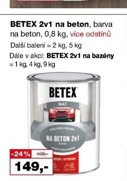 BETEX 2v1 na beton, barva na beton, 0,8 kg, více odstínů
