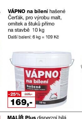 VÁPNO na bílení hašené