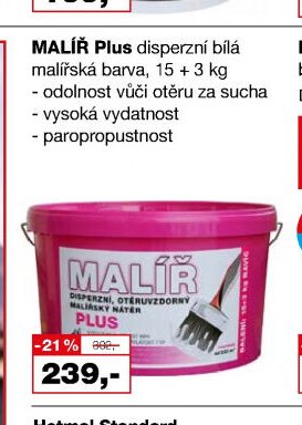 MALÍŘ Plus disperzní bílá malířská barva