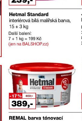 Hetmal Standard interiérová bílá malířská barva
