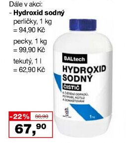 BALTECH Hydroxid sodný čistič potrubí a odpadů, 1 kg